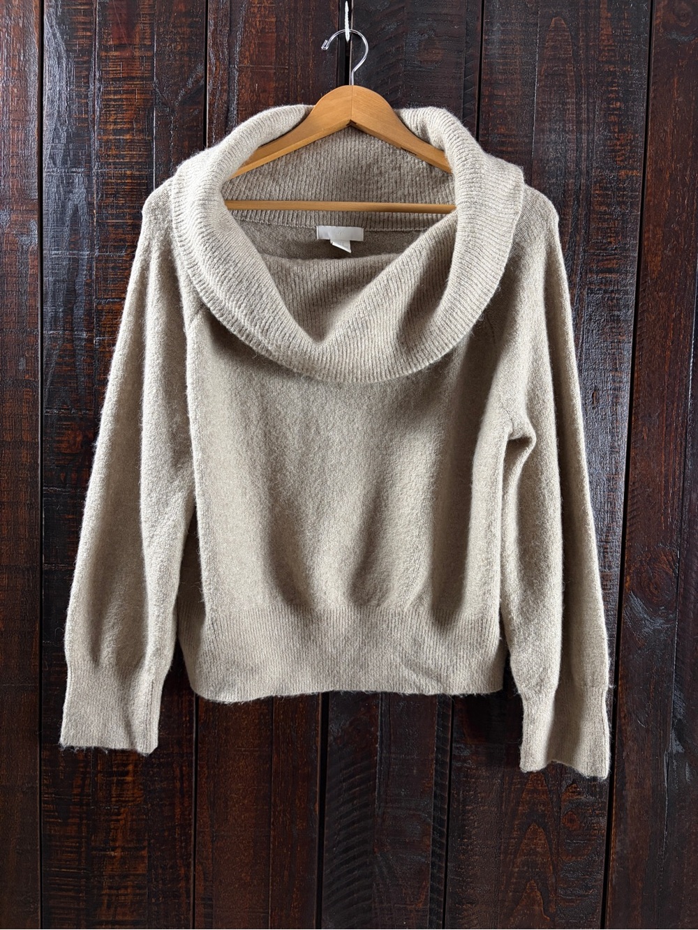 H&M Taupe Cozy Off-the-Shoulder Knit Sweater Medium